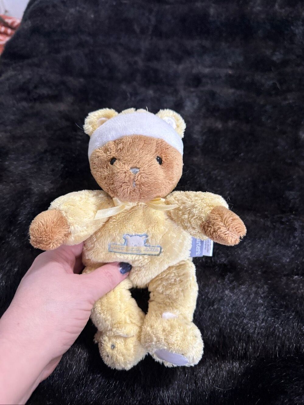 Carter's Yellow Just Stay Little Bear Rattle Plush 9" Stuffed Animal toy Baby